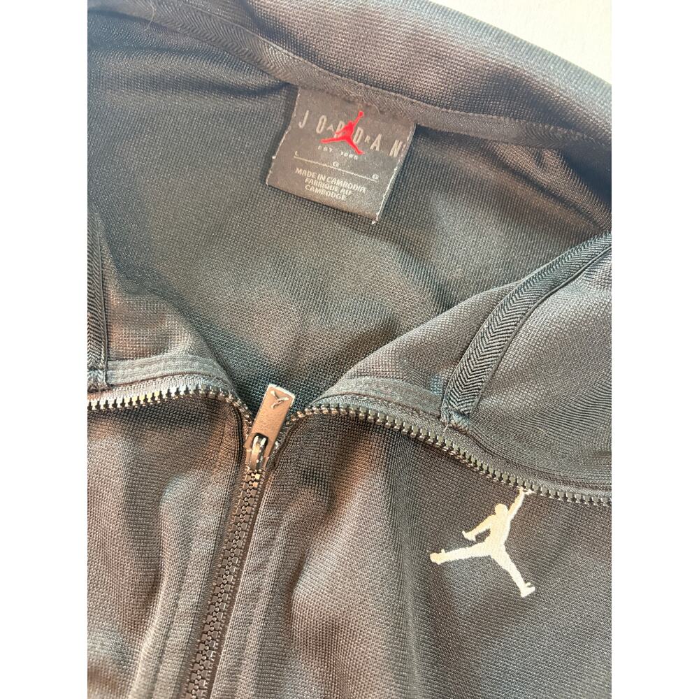 Jordan Womens Track Jacket L Black White Colorblock Cropped Jumpman Full Zip - Picture 4 of 10